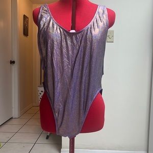 Purple holographic plus size bathing suit